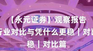 【永元证券】观察报告：行业对比与凭什么更稳｜对比篇